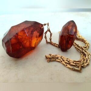 Stunning Old Faceted Natural Amber Pendant and Ring OOAK